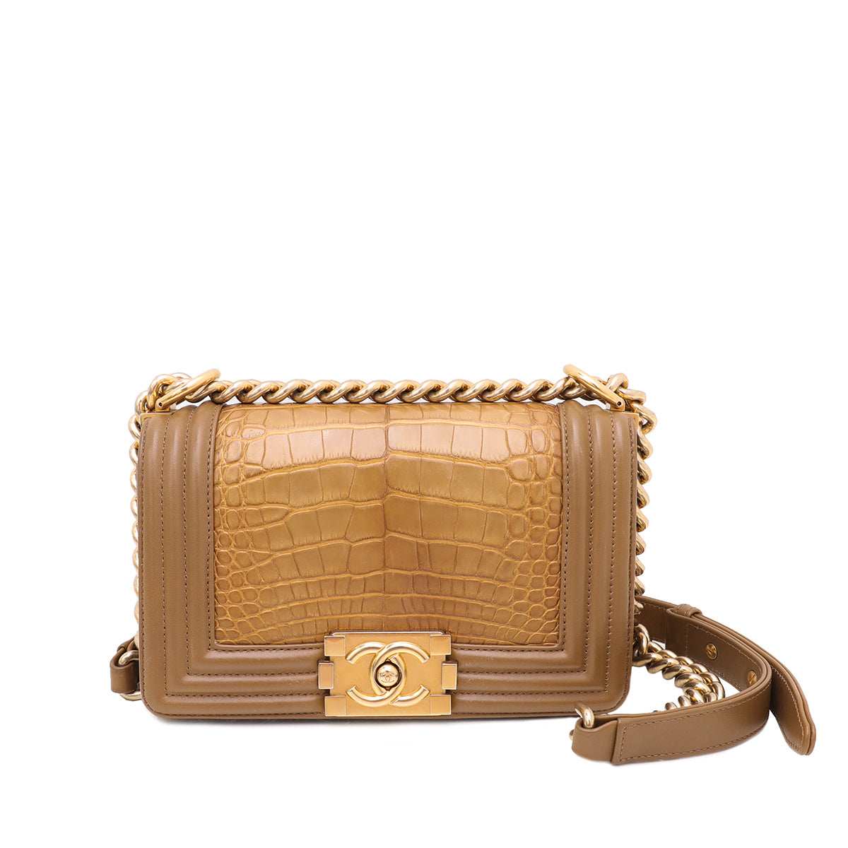 Chanel Mocca Alligator Le Boy Small Flap Bag
