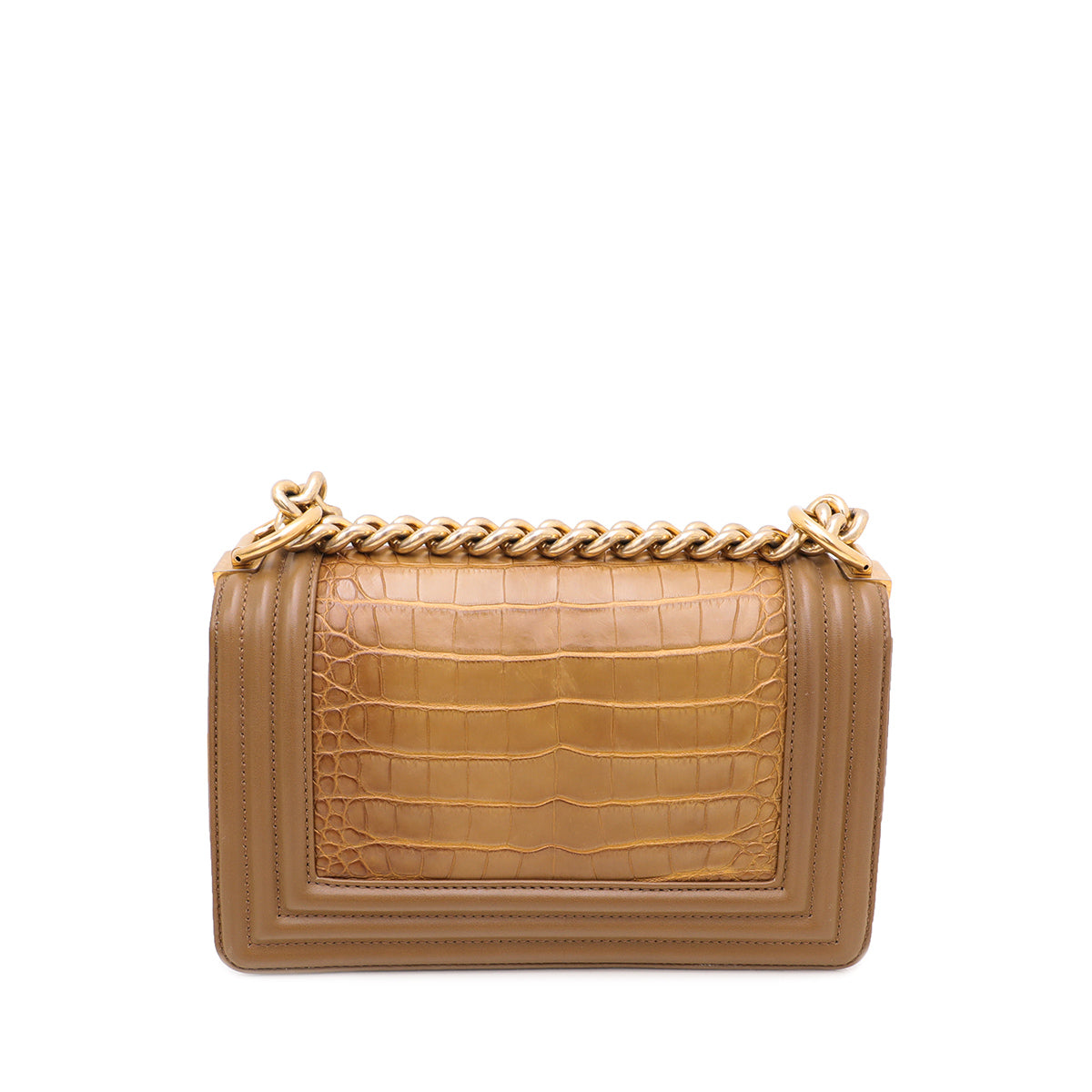 Chanel Mocca Alligator Le Boy Small Flap Bag