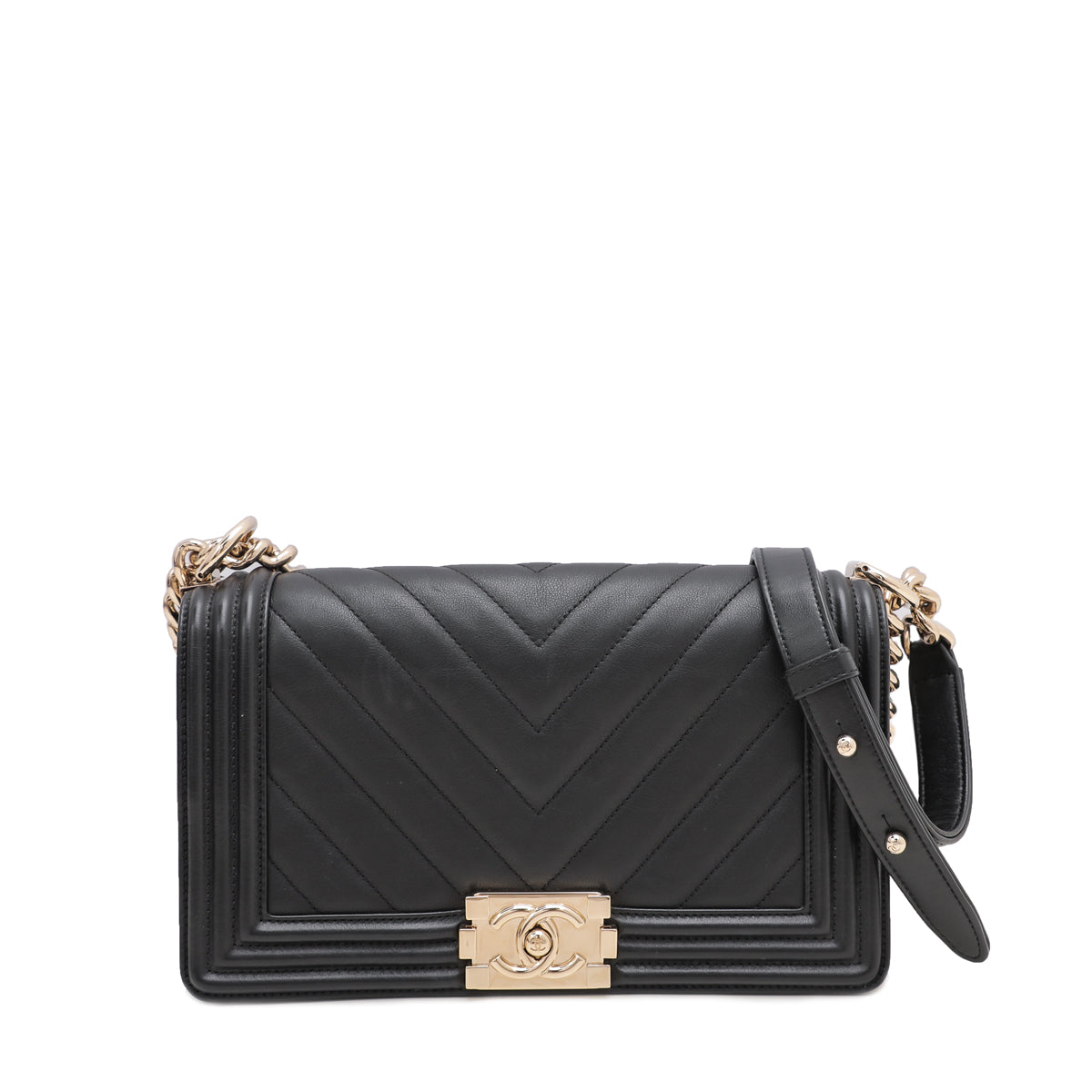 Chanel Black Chevron Le Boy Flap Bag
