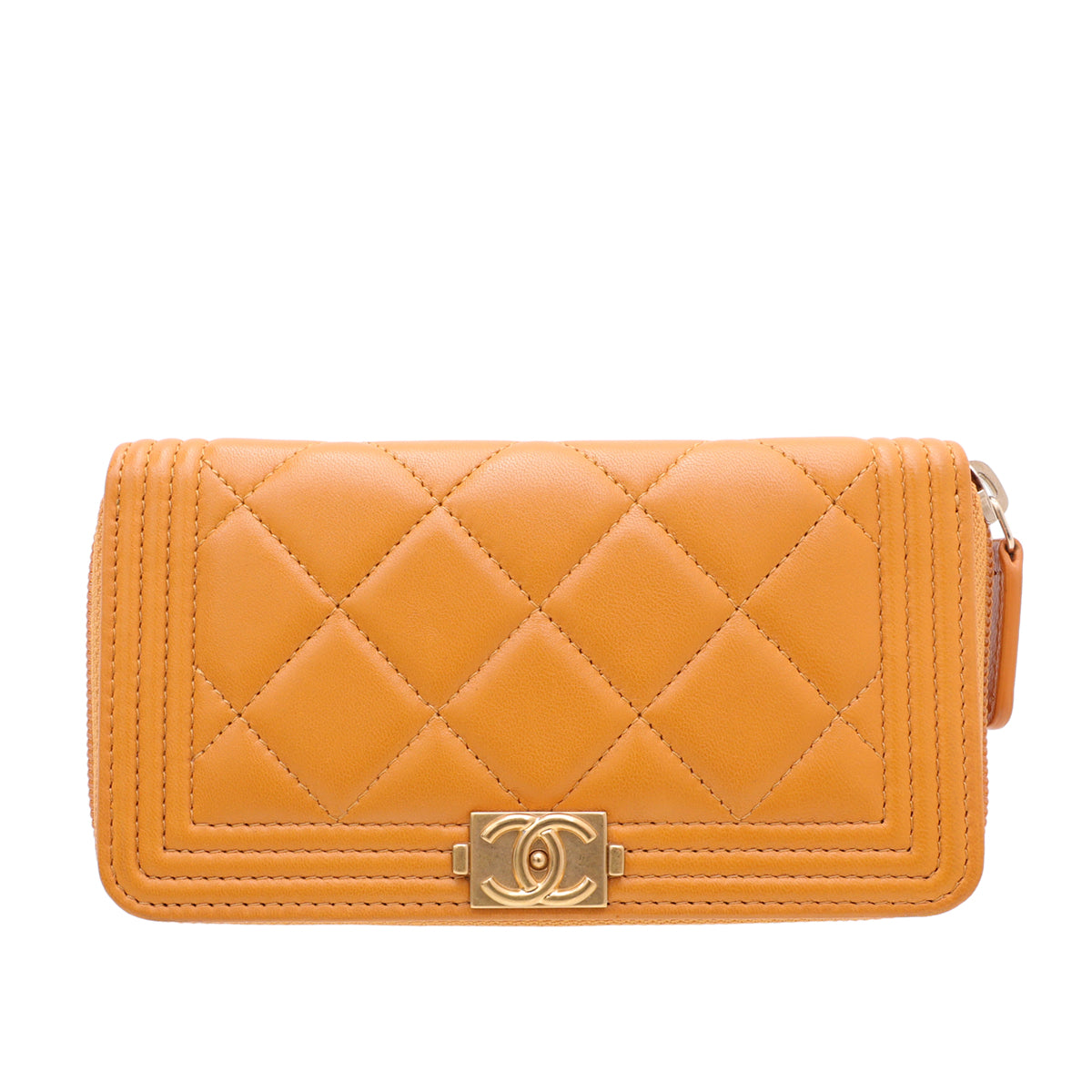 Chanel Mustard Le Boy Zippy Wallet