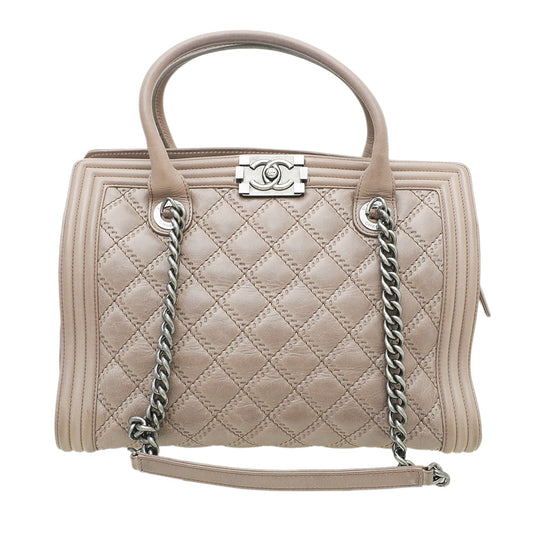 Chanel Brown Le Boy Nubuck Shopping Bag