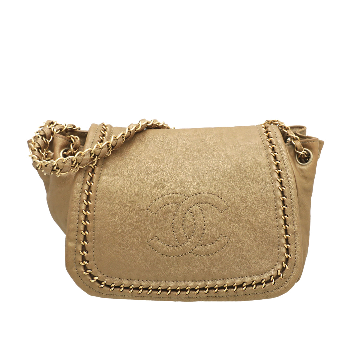 Chanel Metallic Bronze Luxe Ligne Accordion Flap Bag