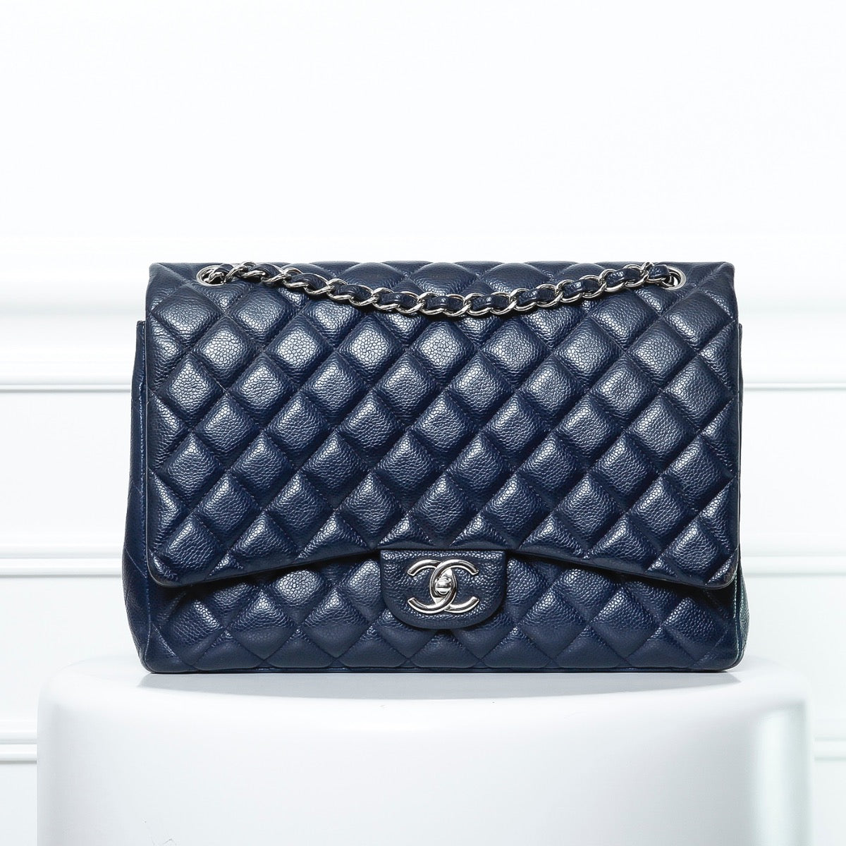 Chanel Dark Blue Maxi Double Flap