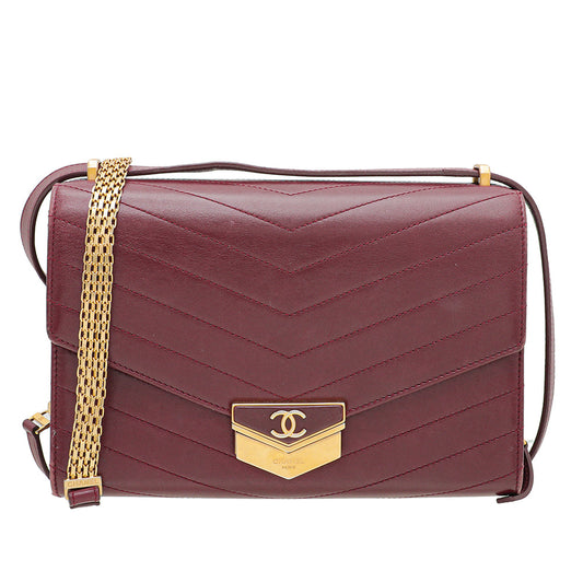 Chanel medal flap bag maroon
