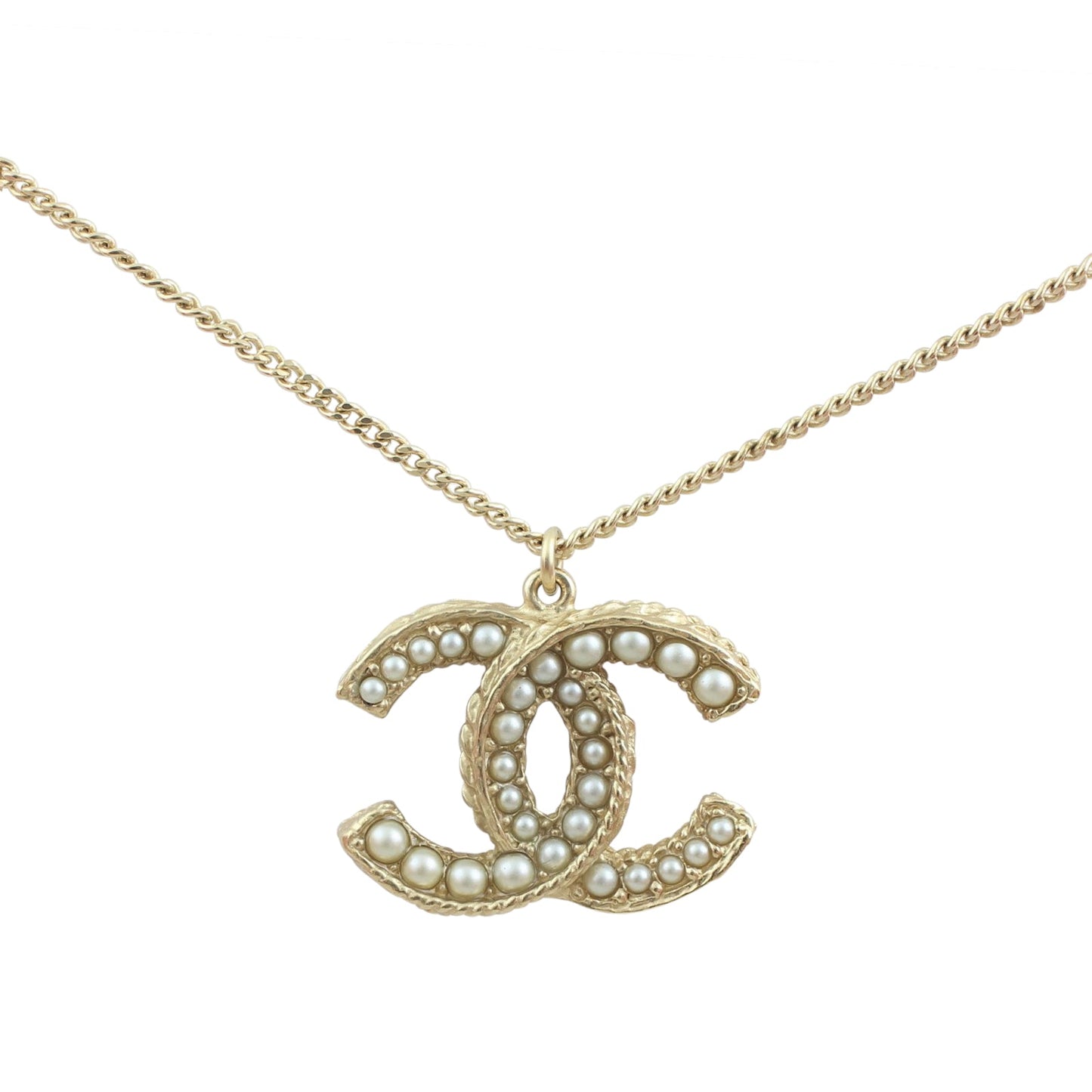 Chanel CC Faux Pearl Large Pendant Necklace