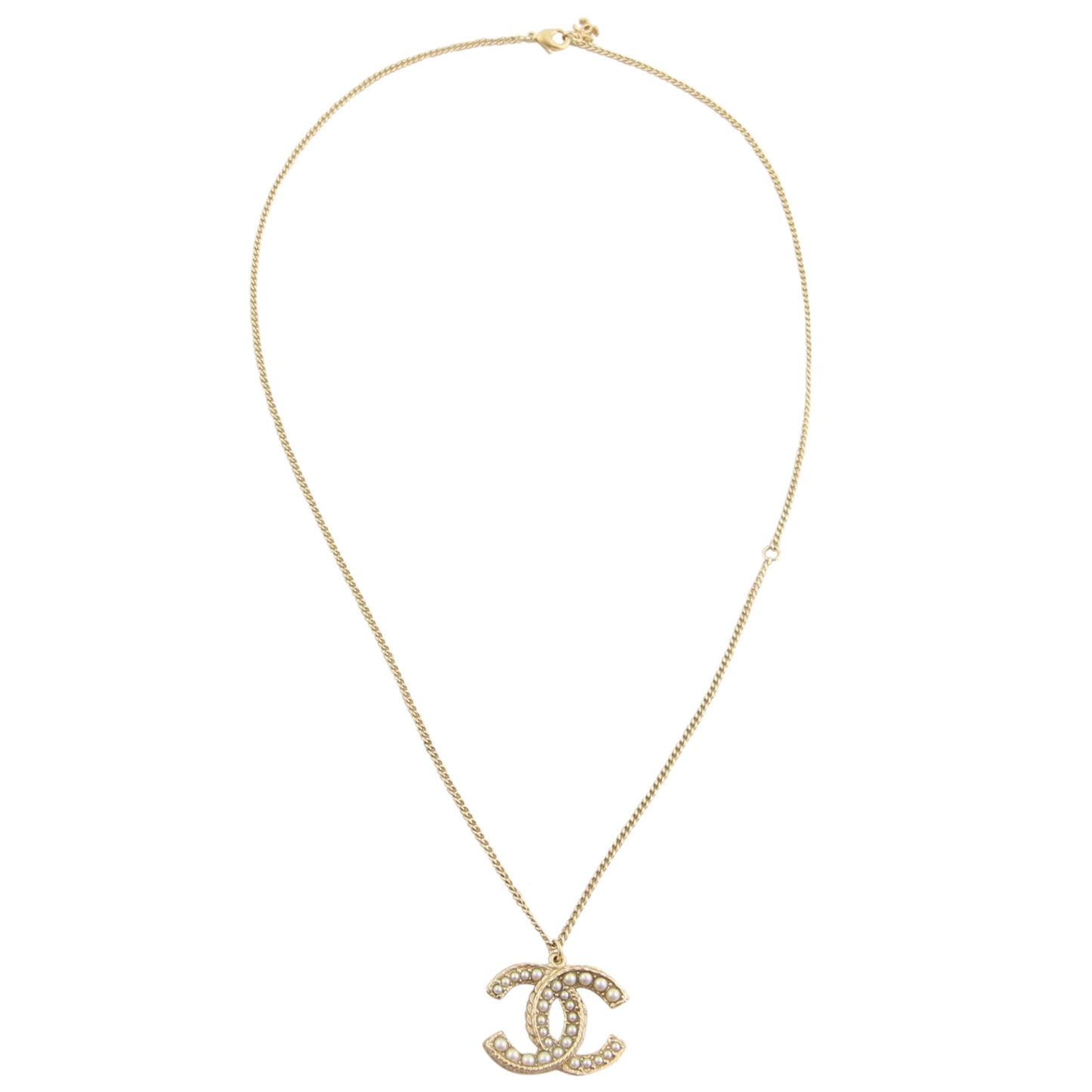 Chanel CC Faux Pearl Large Pendant Necklace