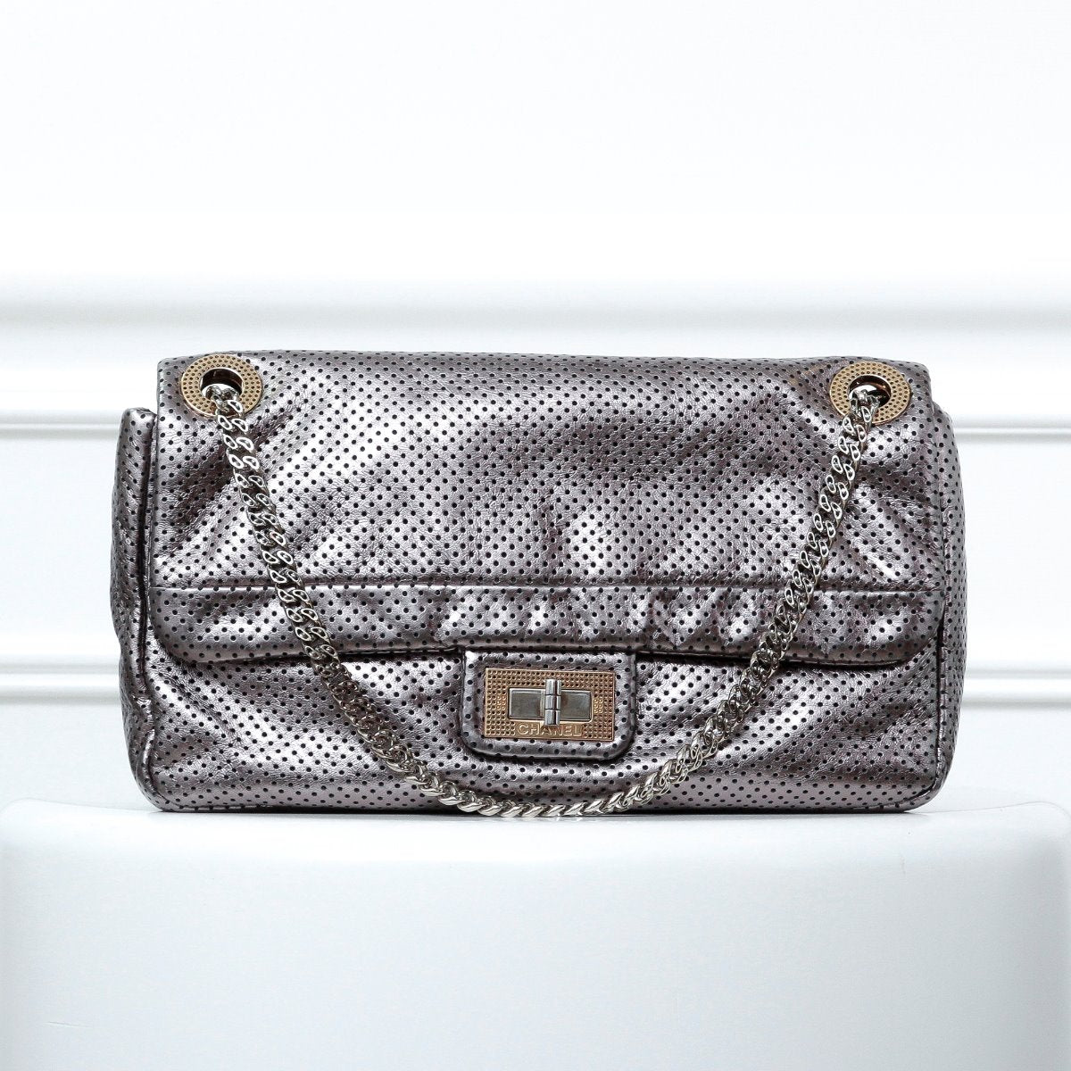 Chanel Metallic Ruthenium Perforated Reissue 2.55 Bag