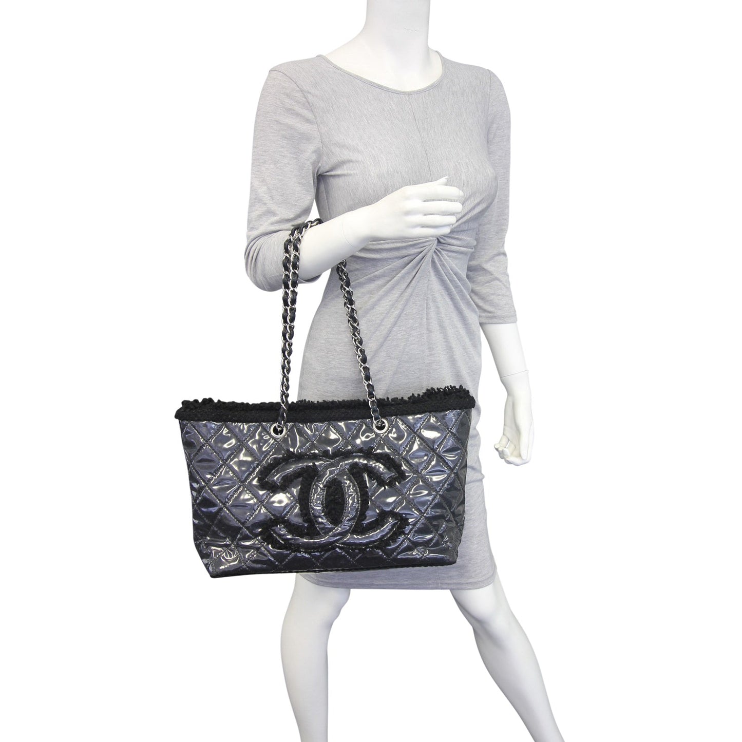 Chanel Quilted Vinyl and Tweed Tote