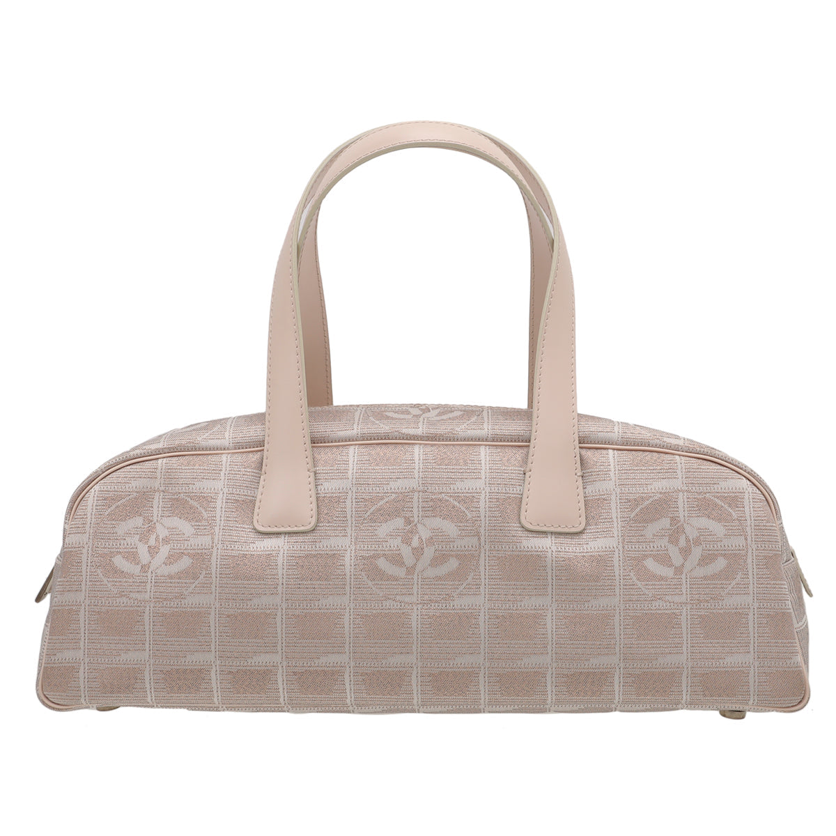 Chanel travel bowler bag nylon jacquard metallic pink nude