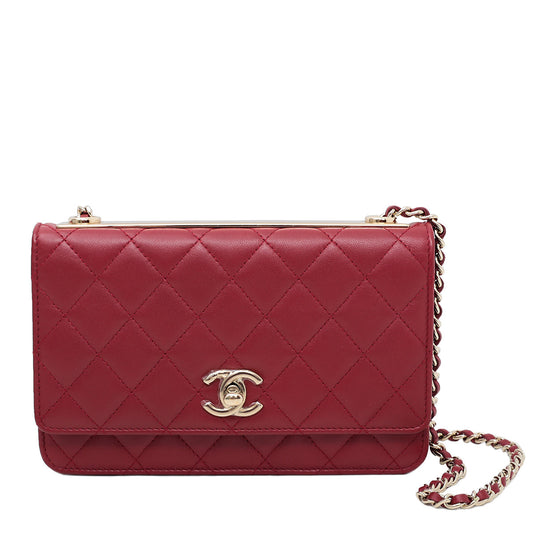 Chanel Red CC Trendy Wallet On Chain Bag