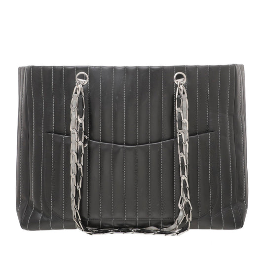 Chanel Black Vertical Quilt Mademoiselle Tote Bag