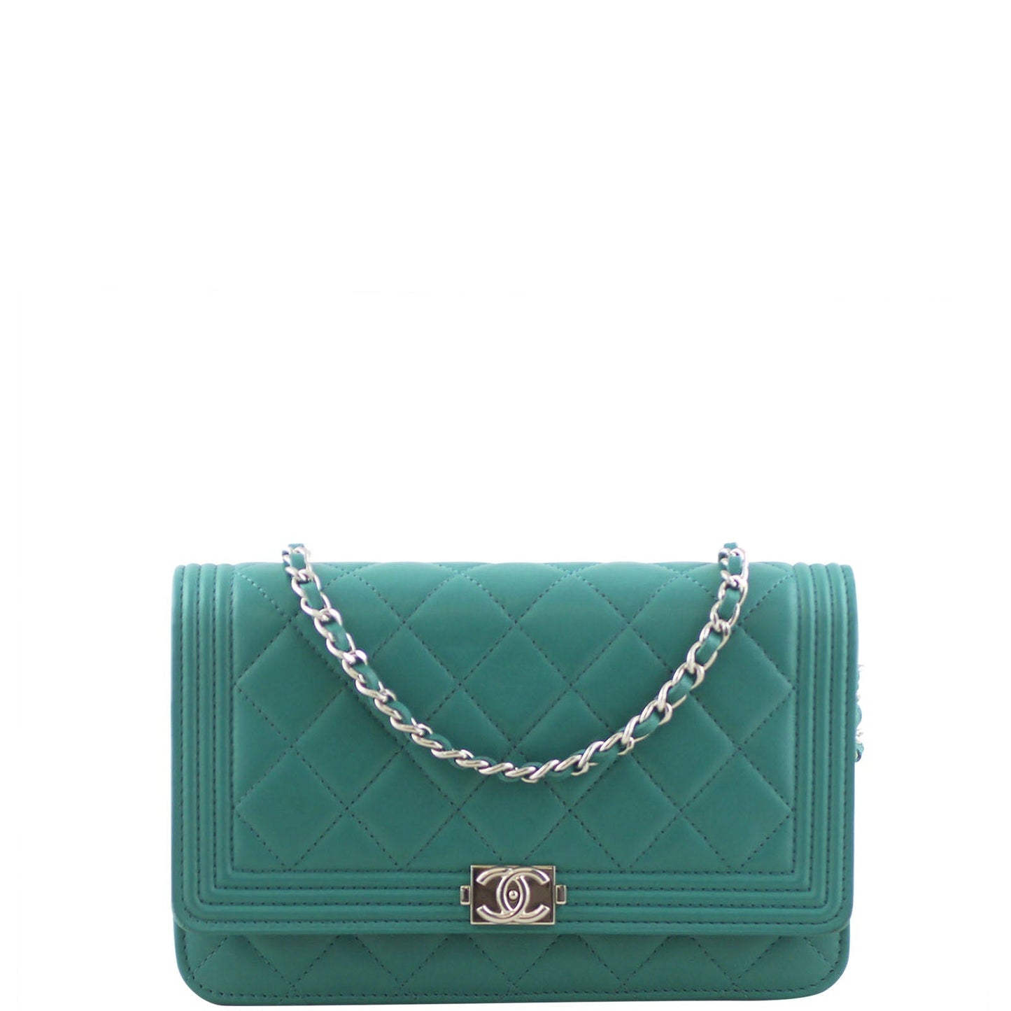 Chanel Boy Wallet On Chain | Emerald Teal Green