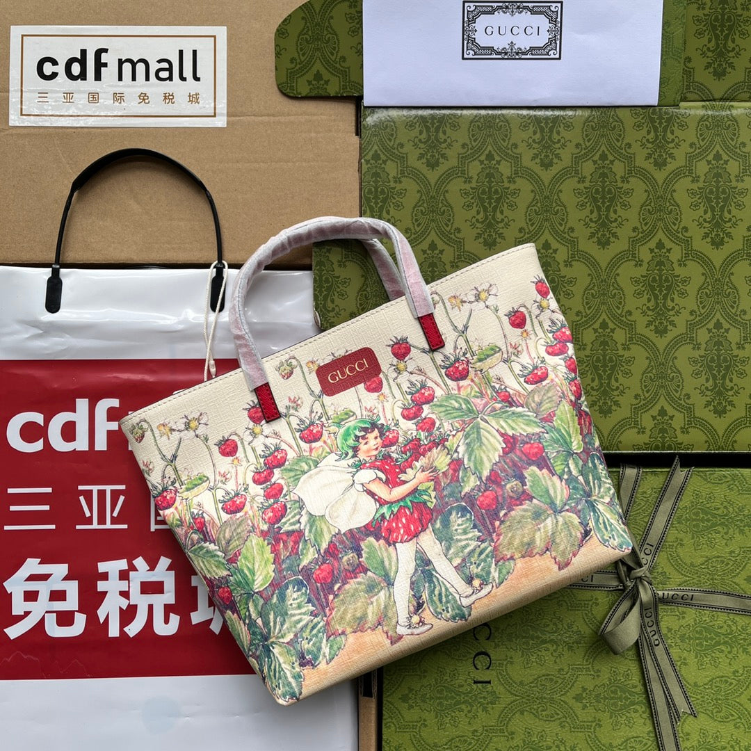 gg Children’s Tote Bag With Strawberry Fairy Print White For Women, Women’s Bags 7.9in/20cm gg‎