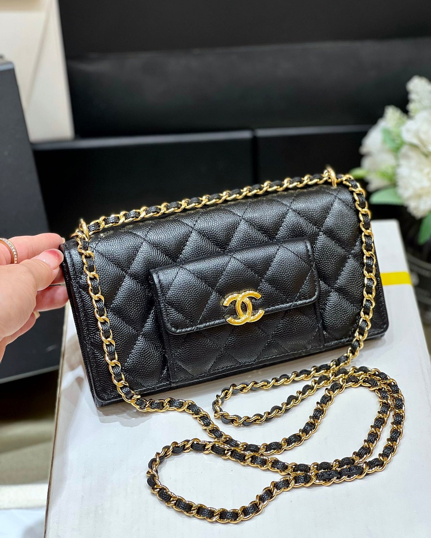 CHLSmall Coin Pocket WOC Shoulder Bag Black For Women Bags 7.9in/20cm