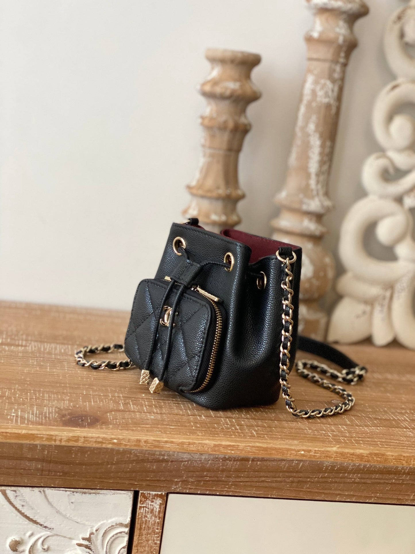 CHLMini Bucket Bag With Strap Black For Women, Women’s Bags 4.9in/12.5cm