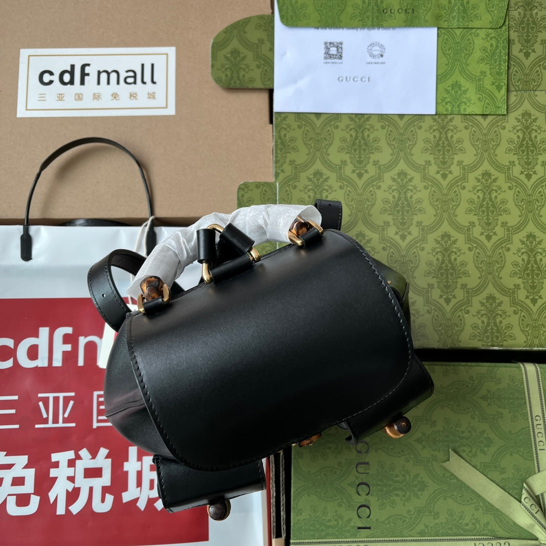 gg Bamboo Small Backpack Black For Women, Women’s Bags 8in/22cm gg ‎702101 UZY0T 1000