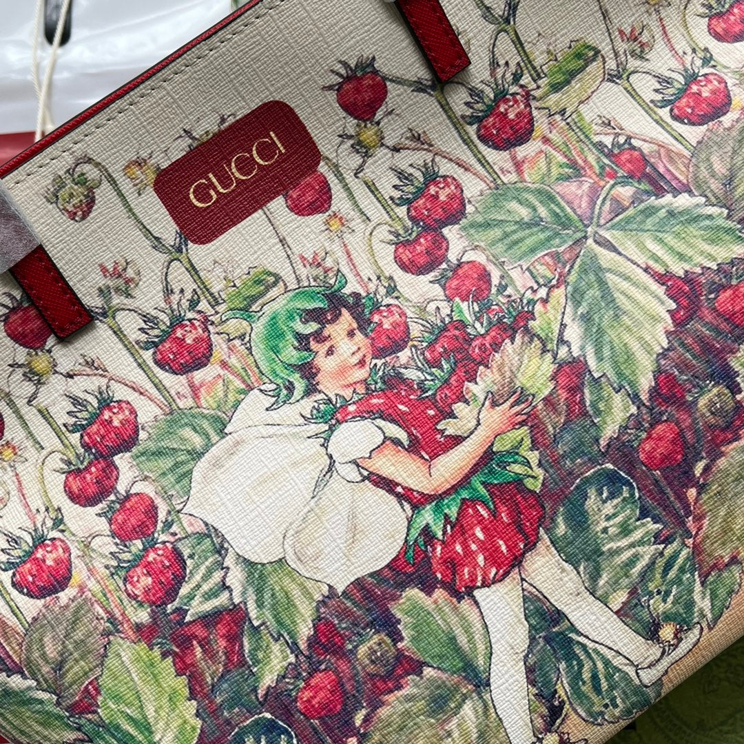 gg Children’s Tote Bag With Strawberry Fairy Print White For Women, Women’s Bags 7.9in/20cm gg‎