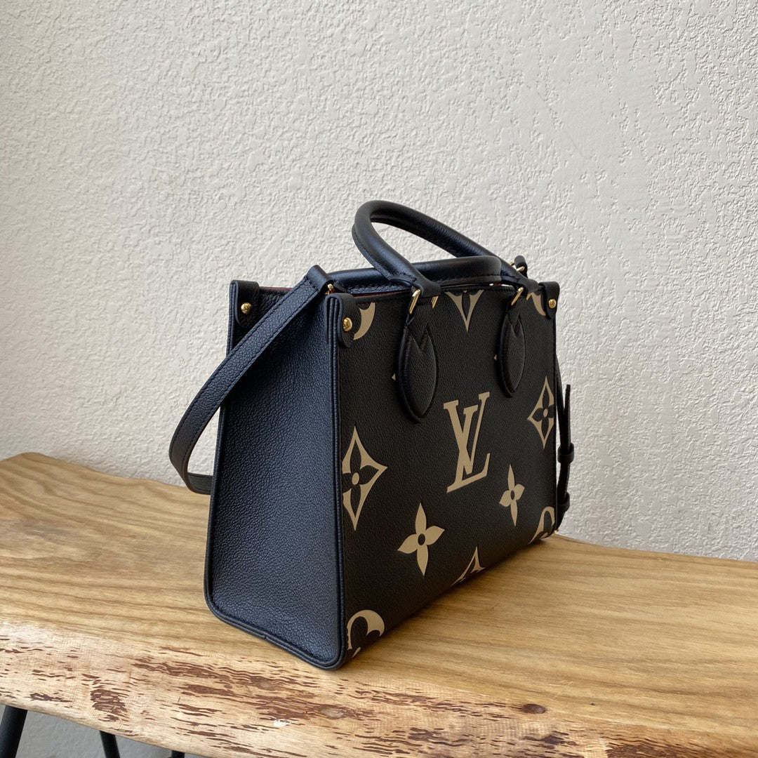 Top Quality On The Go PM Bag Monogram Empreinte 9.8in/25cm Black/Beige Top Quality M45659