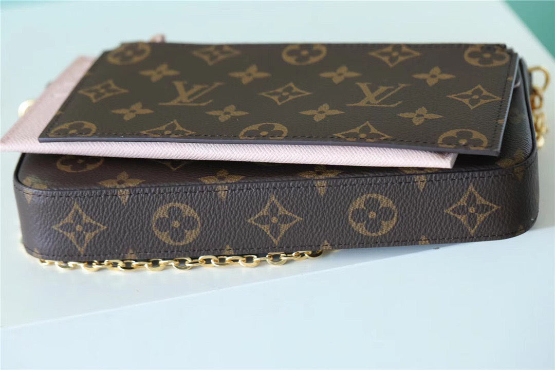 Top Quality Pochette Felicie Monogram Canvas Fuchsia Pink For Women,  Shoulder And Crossbody Bags 21cm/8.3in Top Quality M61276