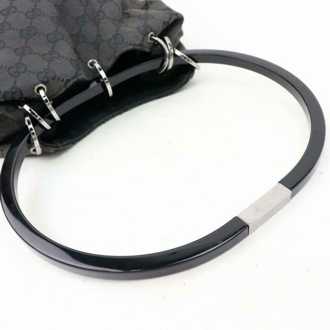 Gucci   Black Large G Logo Print Canvas And Black Leather Accents