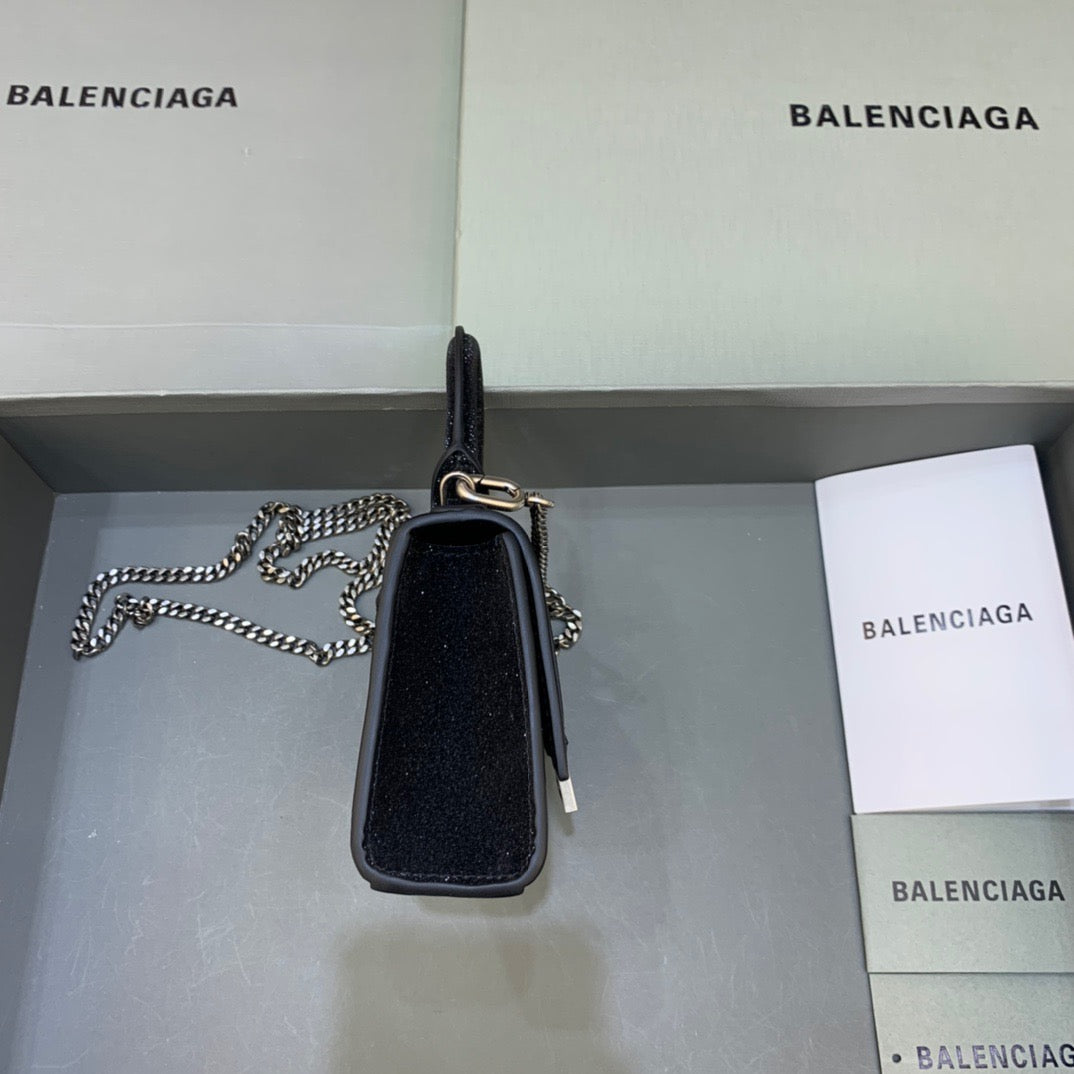 Top Quality Hourglass Mini Handbag With Chain In Black, For Women,  Bags 4.7in/12cm