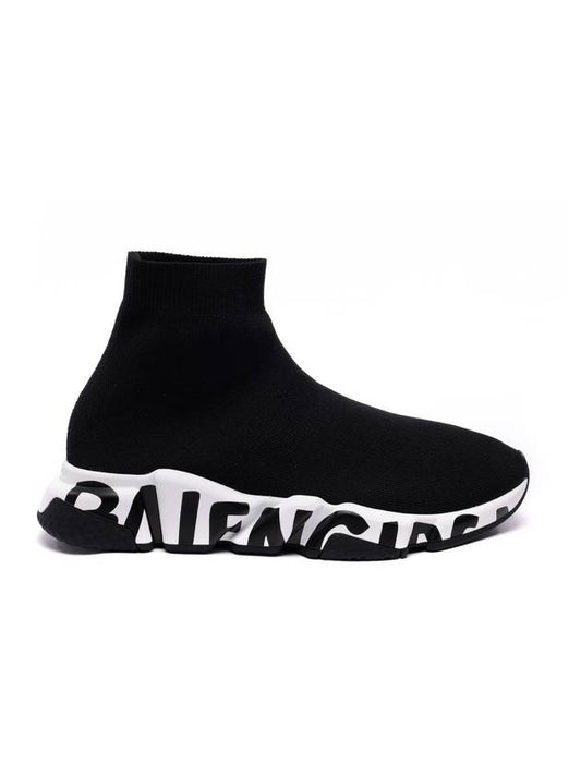 Luxury Balenciaga Trending 2025 Speed Midsole Graffiti High Top Sneakers White Black