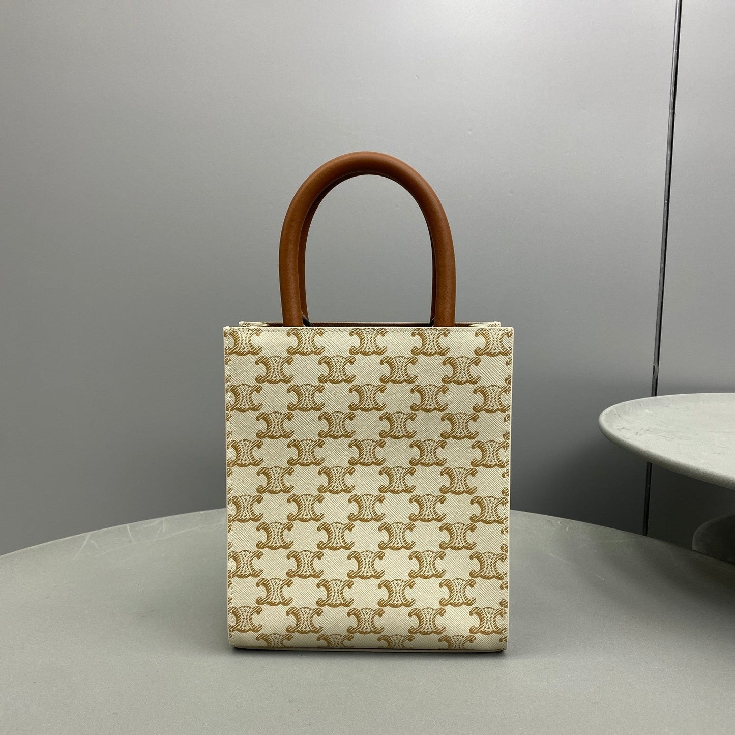 Top Quality Mini Vertical Cabas In Triomphe Canvas White For Women 7.2in/18cm 194372BZK.01BC