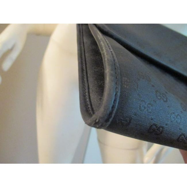 Gucci   Black G Small Logo Print Coated Canvas And Black Leather