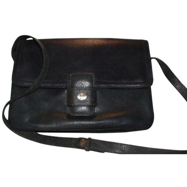 Gucci   Navy Blue Leather And Gold Hardware Shoulder Bag