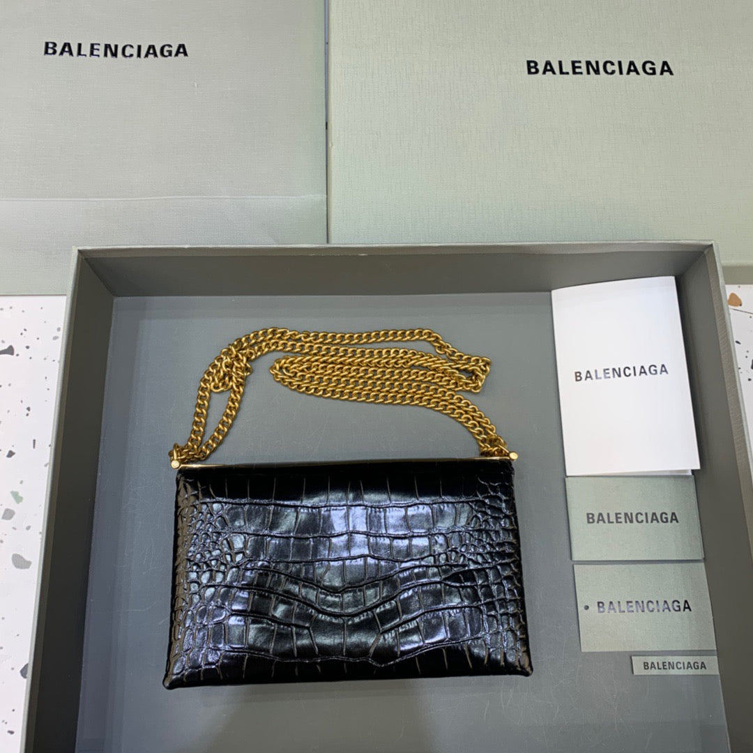 Top Quality Triplet Small Bag CrocoTop Qualityle Embossed Black, For Women,  Bags 8.3in/21cm
