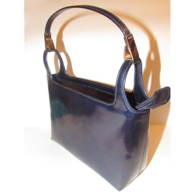 Gucci   Navy Blue Glossy Patent Leather And Satchel