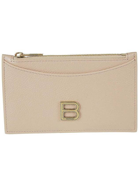 Luxury Balenciaga Trending 2025 Hourglass Gold B Logo Zipper Long Card Wallet Beige