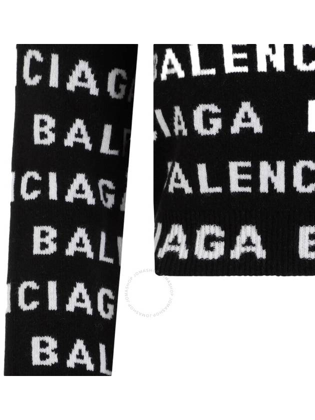 Luxury Balenciaga Trending 2025 Intarsia All-Over Logo Crew Neck Knit Top Black