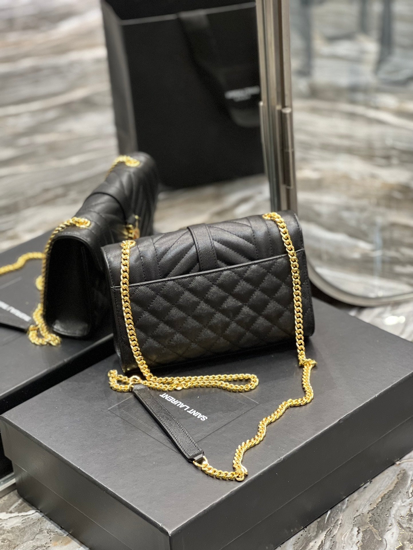 YSSL Small Bag Black In Mix Matelasse For Women 8in/21cm YSL 600195BOW911000