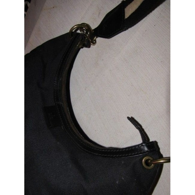 Gucci   Black Canvas And Leather With A Tan And Black Canvas Striped