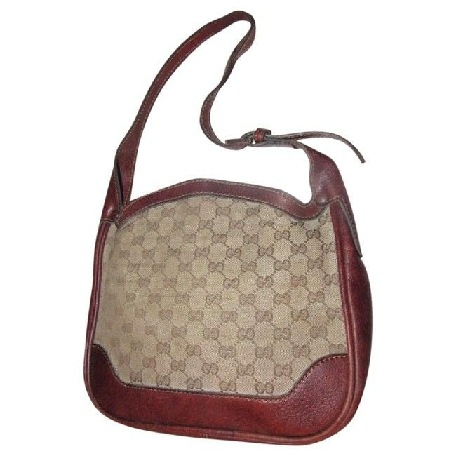 Gucci   Purses Designer Purses Brown Large G Logo Print Canvas And Brown Leather