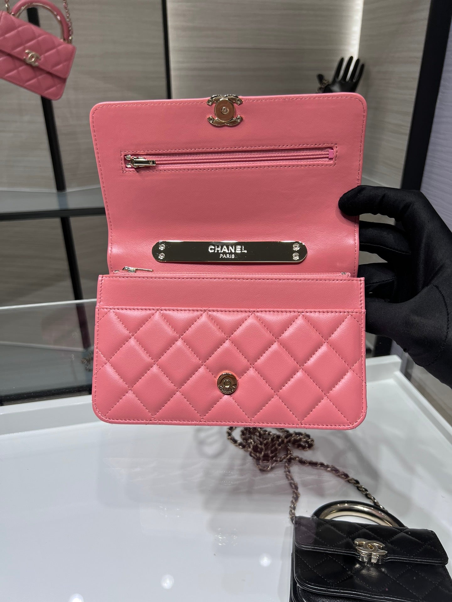 CHLWOC 19 Chain Wallet Bag Gold Hardware PiNike For Women Handbags, Shoulder Bags 7.5in/19cm