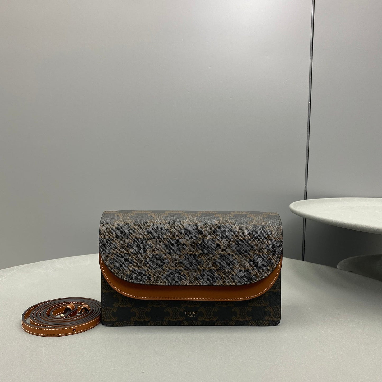 Top Quality Wallet On Strap In Triomphe Canvas Brown For Women 8in/20cm 10D852CG9.04LU