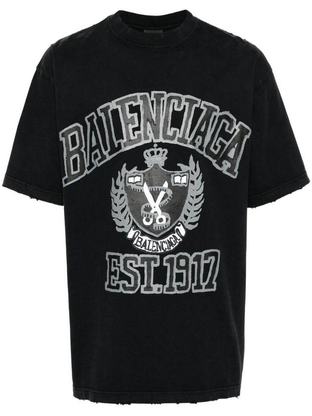 Luxury Balenciaga Trending 2025 DIY College Medium Fit Short Sleeve T-Shirt Black