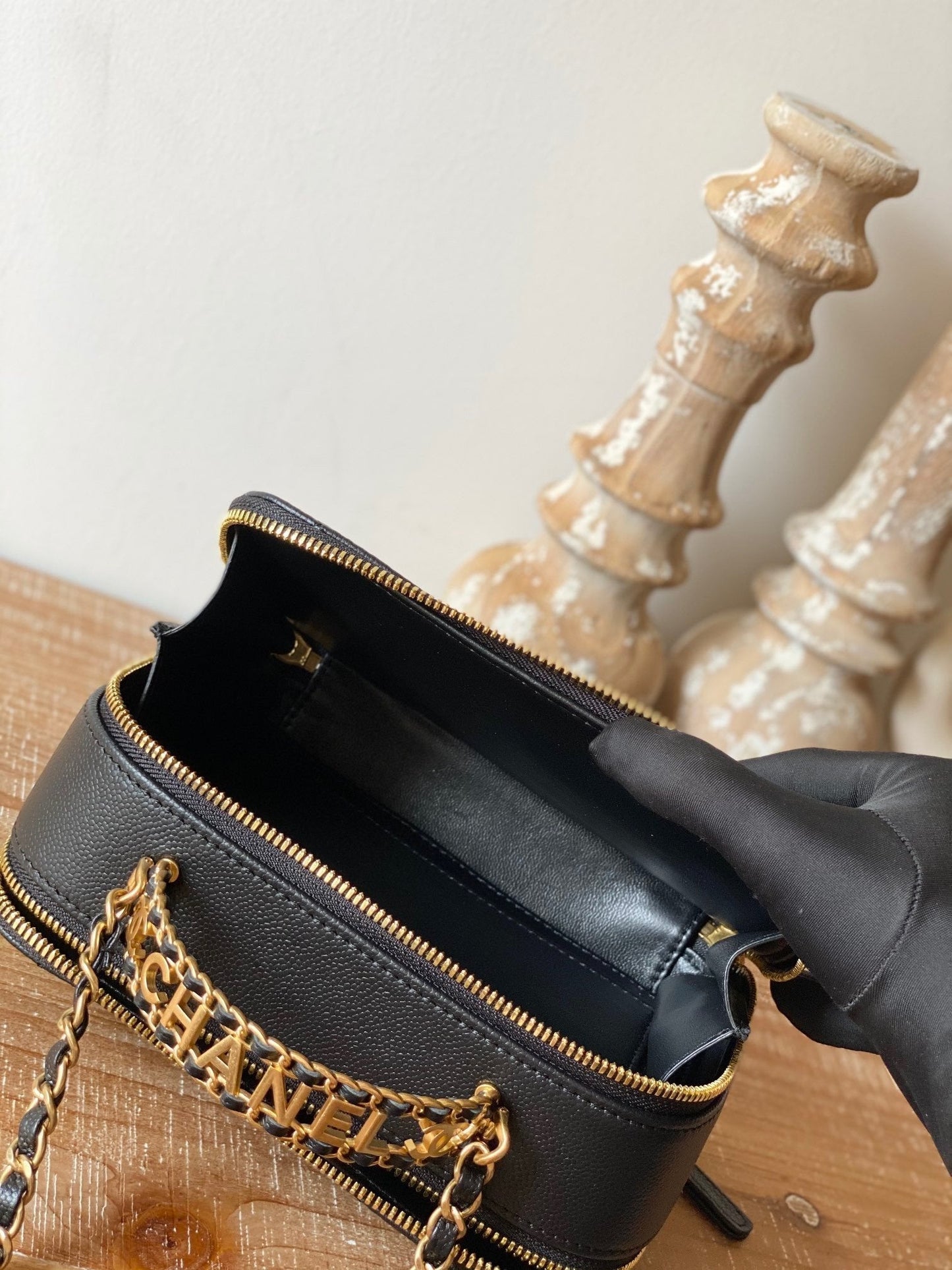 CHL Small Vanity Case Gold Hardware Black For Women, Women’s Handbags, Shoulder Bags 5.9in/15cm AS3228 B08008 94305