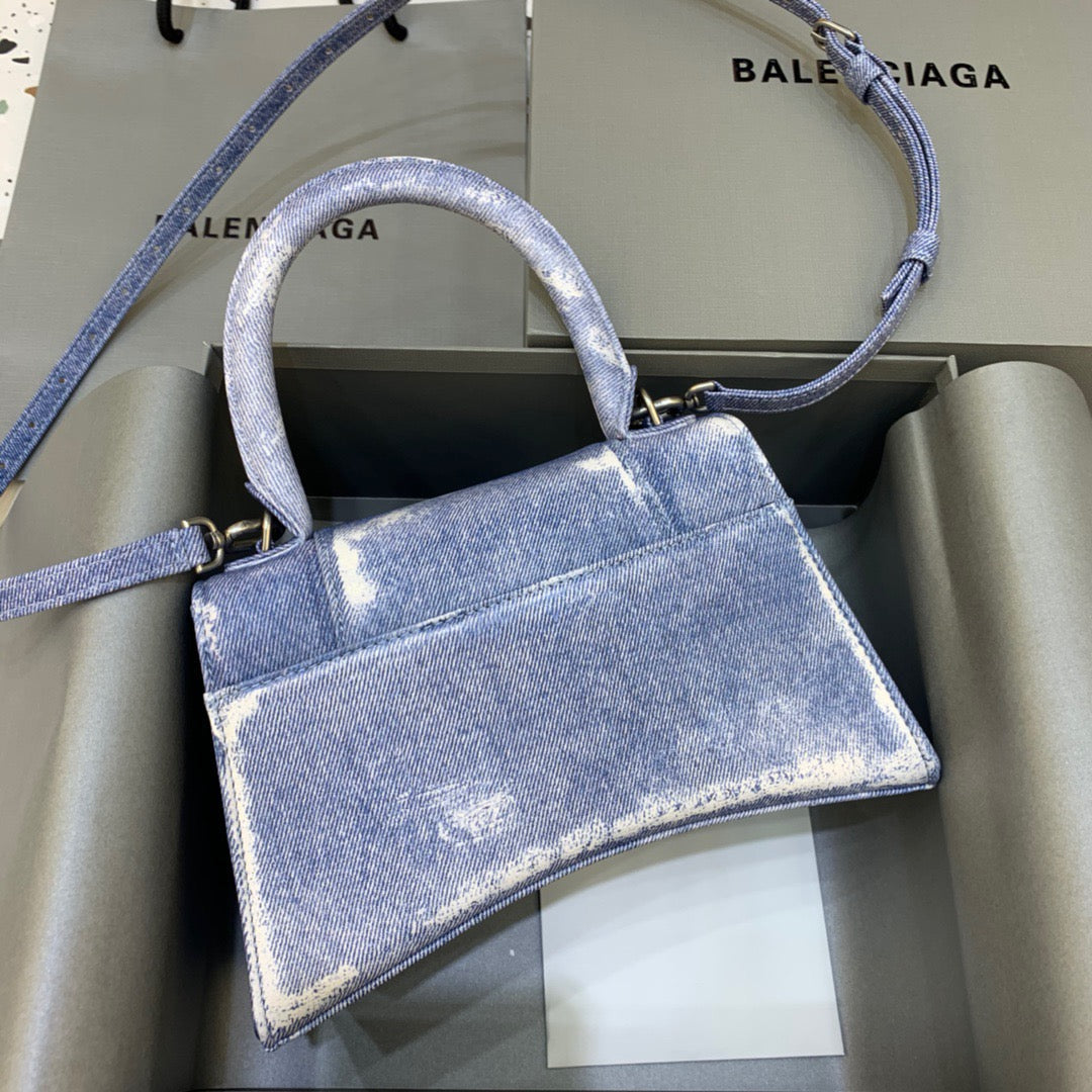 Top Quality Hourglass Small Handbag In Blue Denim Printed, For Women,  Bags 9in/23cm 5935462104W9064