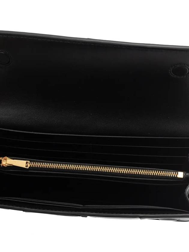 Luxury Bottega Veneta Intrecciato Flap Long Wallet Black