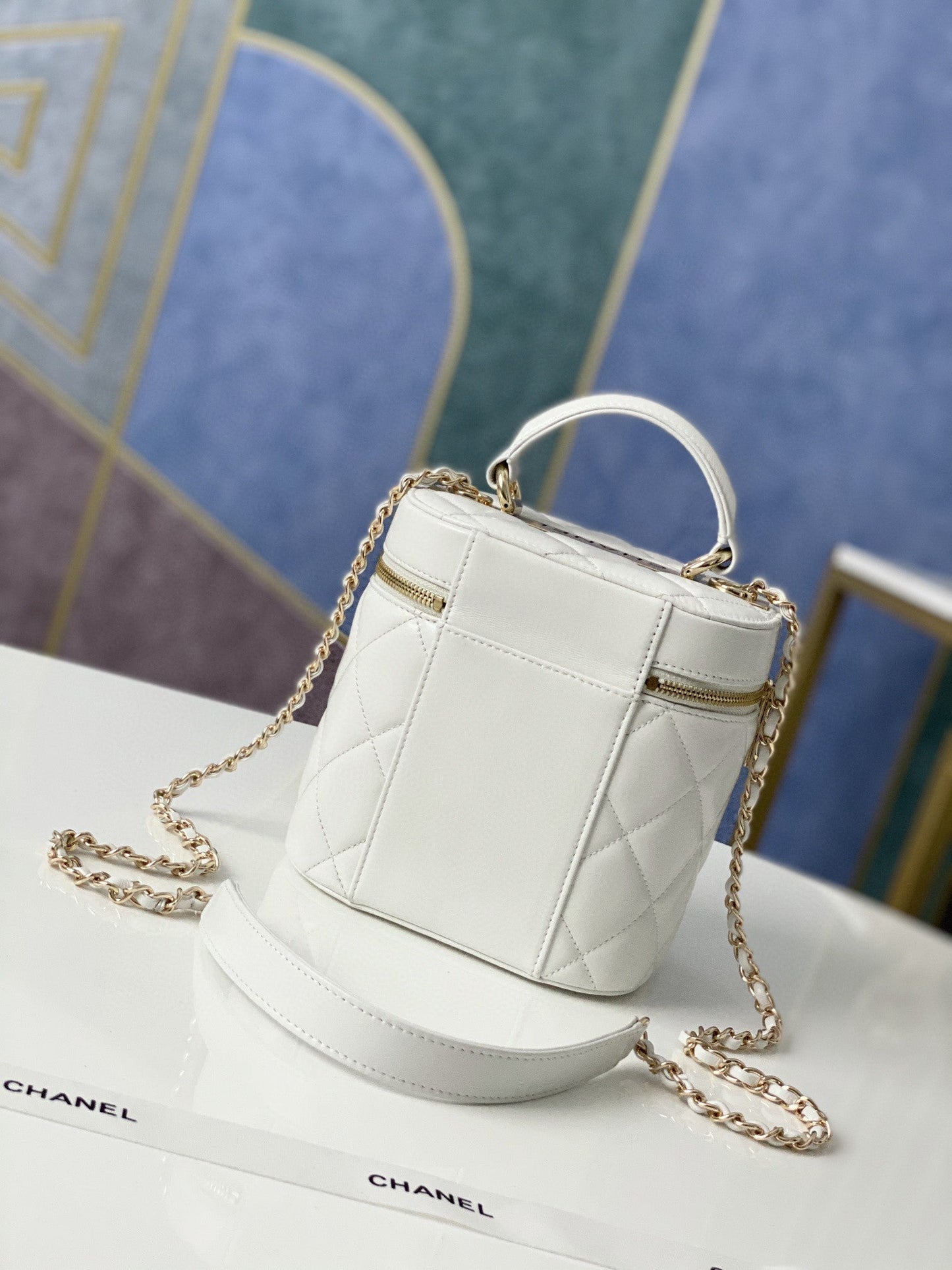 CHLVanity Case Gold Hardware White For Women Handbags, Shoulder Bags 9.4in/24cm 