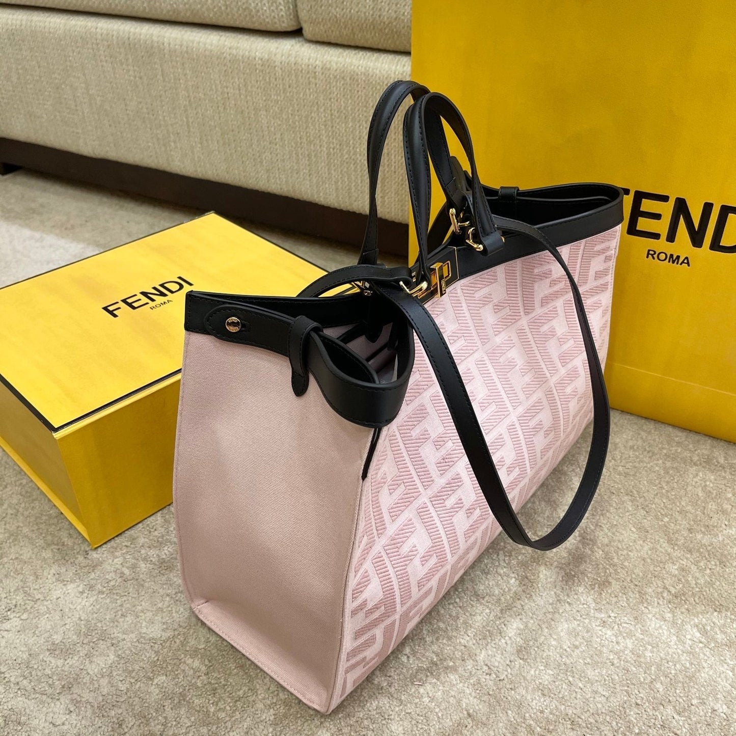 FI Top Quality X-tote Bag Pink Canvas For Women, Handbags, Shoulder Bags 16.1in/41cm FF 8BH374