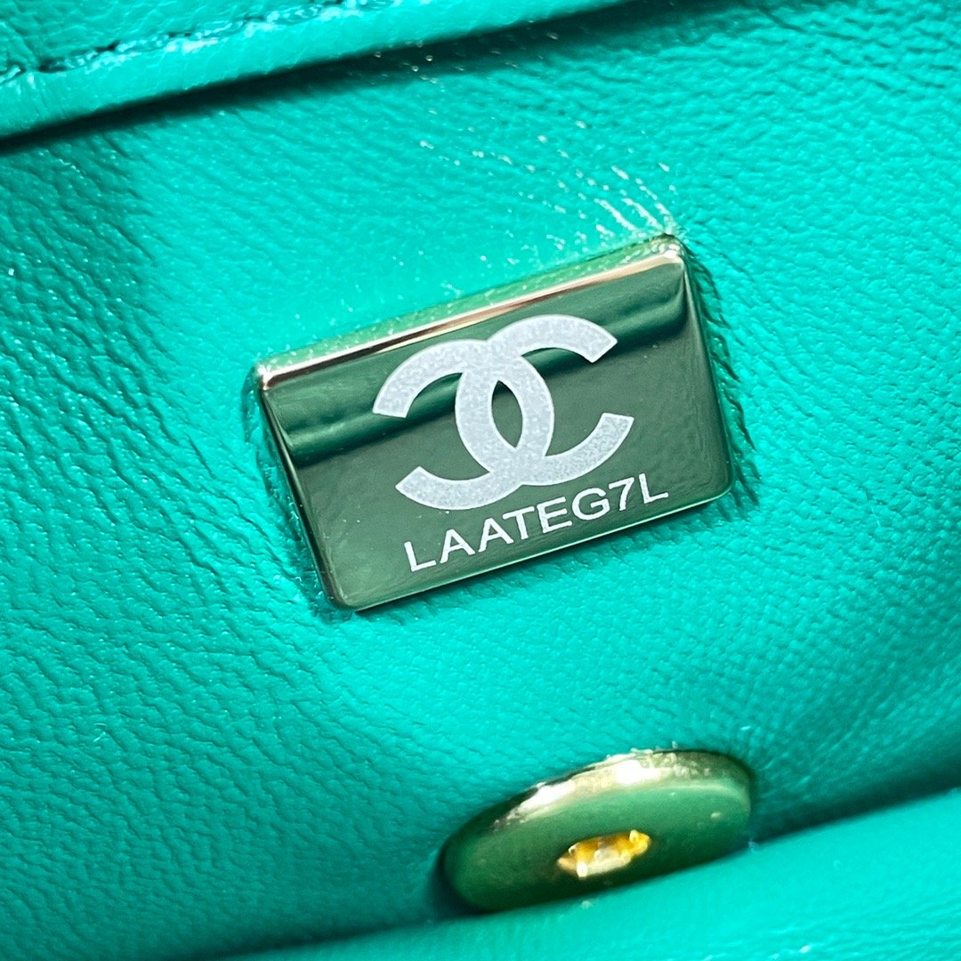 CHLMini Flap Bag Gold Hardware Green For Women, Women’s Handbags, Shoulder Bags 6.7in/17cm AS3365