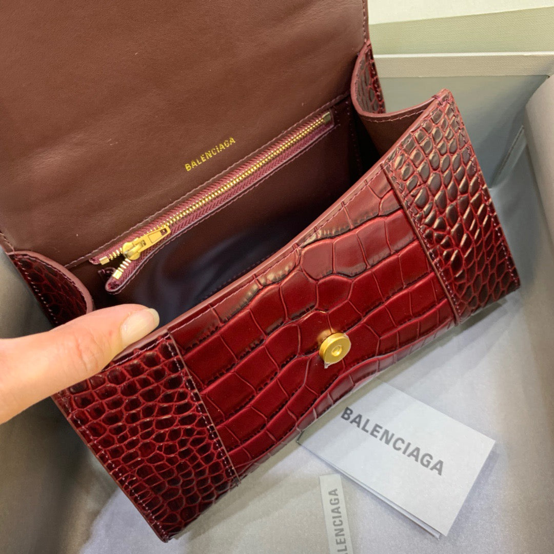 Top Quality Hourglass Small Handbag In Dark Red, For Women,  Bags 9in/23cm