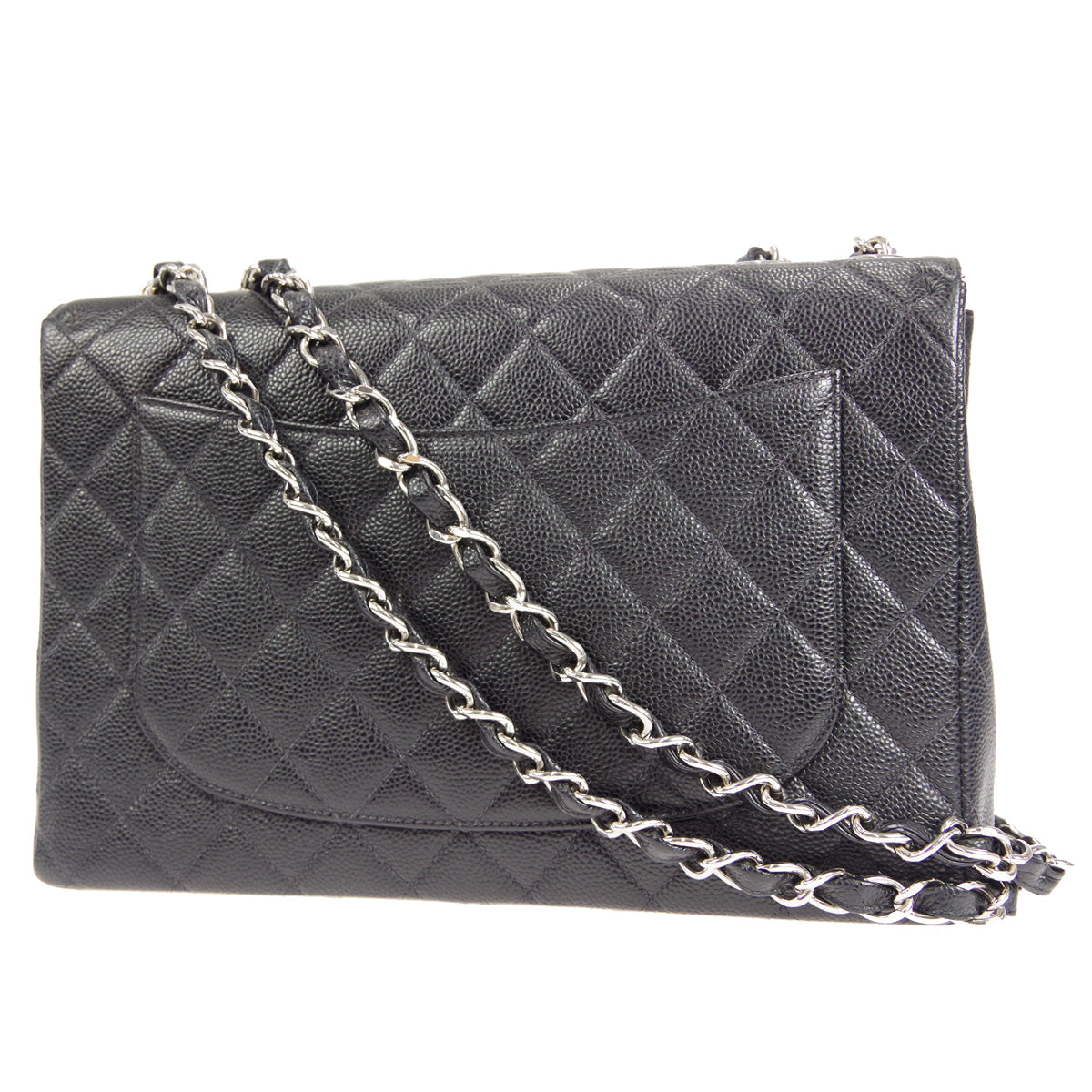 Chanel 2000-2001 Classic Flap Jumbo SHW Black Caviar