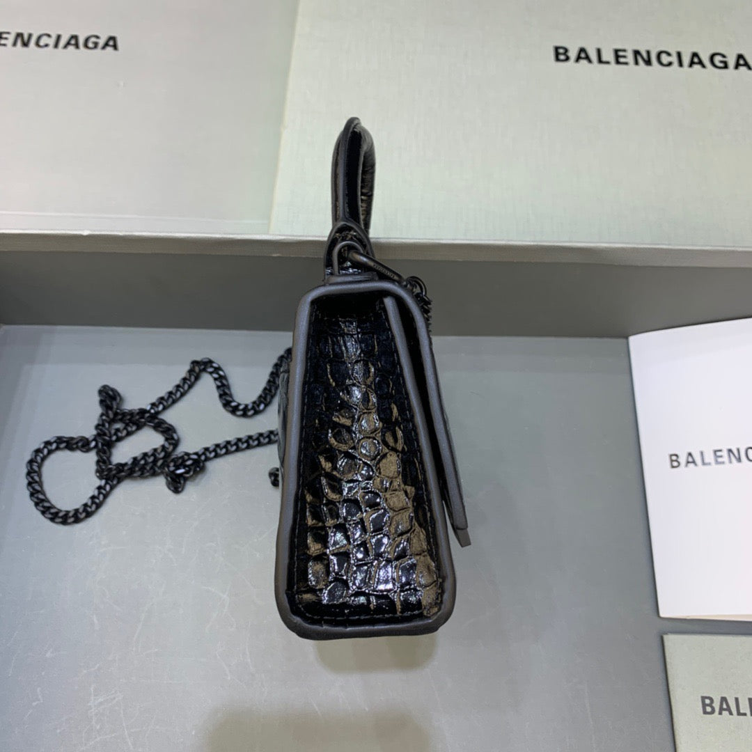 Top Quality Hourglass Mini Handbag With Chain In Black, For Women,  Bags 4.7in/12cm