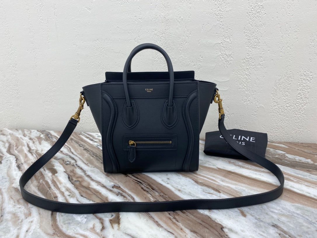 Top Quality Nano LuGucciage Bag In Drummed Black For Women 8in/20cm 189243HSC.38NO