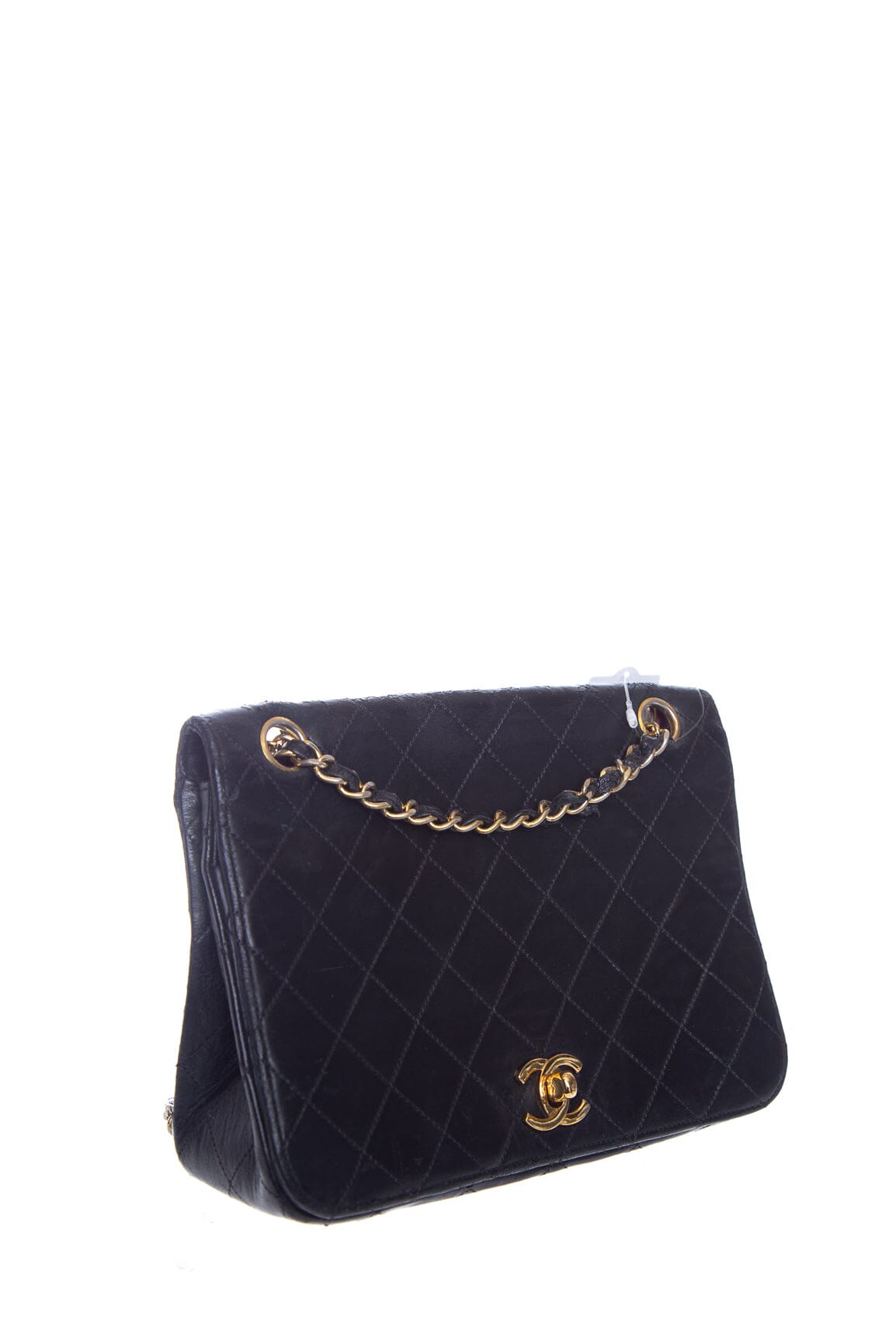 Chanel   Black Lambskin Quilted Flap Handbag
